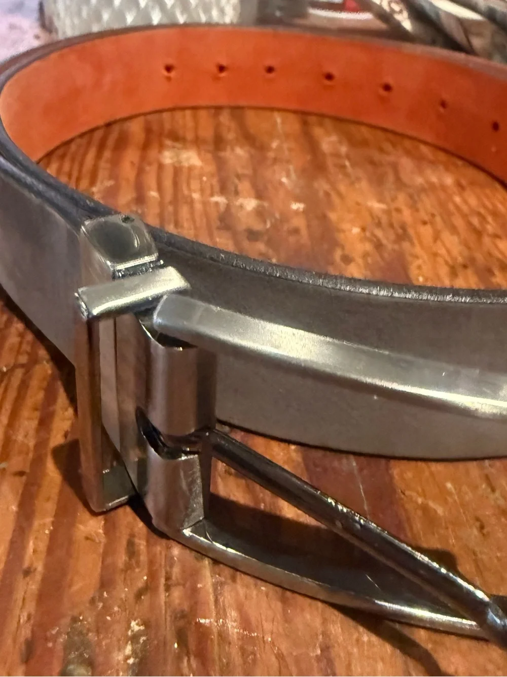 Men's suede double sided Leather Belt with Silver Buckle.  Two way belt size 36”